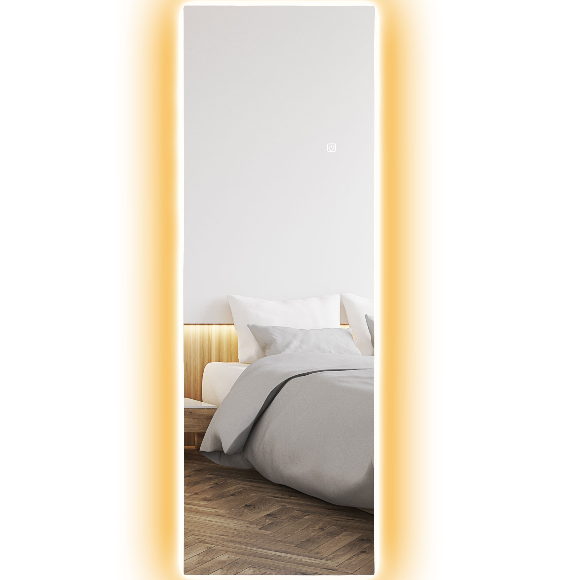 HOMCOM LED Volledige lichaamsspiegel, dimbaar, randloos, Touch-bediening, 40 x 120 cm