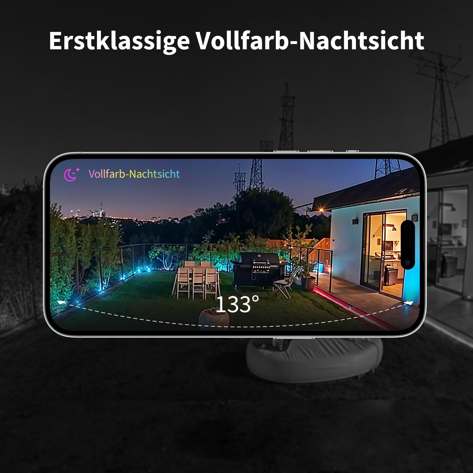 Überwachungskamera Außen G5 Pro mit 4MP Echtfarb-Nachtsicht, 133° Weitwinkel und Dualband-WLAN in Grau
