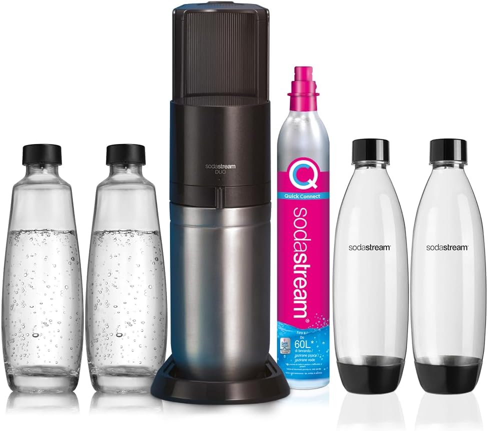 Sodastream Duo Megapack, Gasatore D'Acqua Per Trasformare L'Acqua In Acqua Frizzante, Nero, 29 x 25.6 x 44.4 cm; 6.4 Kg & Mix Concentrati X Pepsi Regular Bundle, 1760 Millilitro