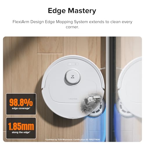roborock Qrevo Plus Robot Vacuum and Mop with FlexiArm Design Edge Mopping, Self Emptying, 10 mm Liftable Mops, Auto Mop Washing & Drying, Reactive Tech Obstacle Avoidance, 7,000 Pa Suction, White