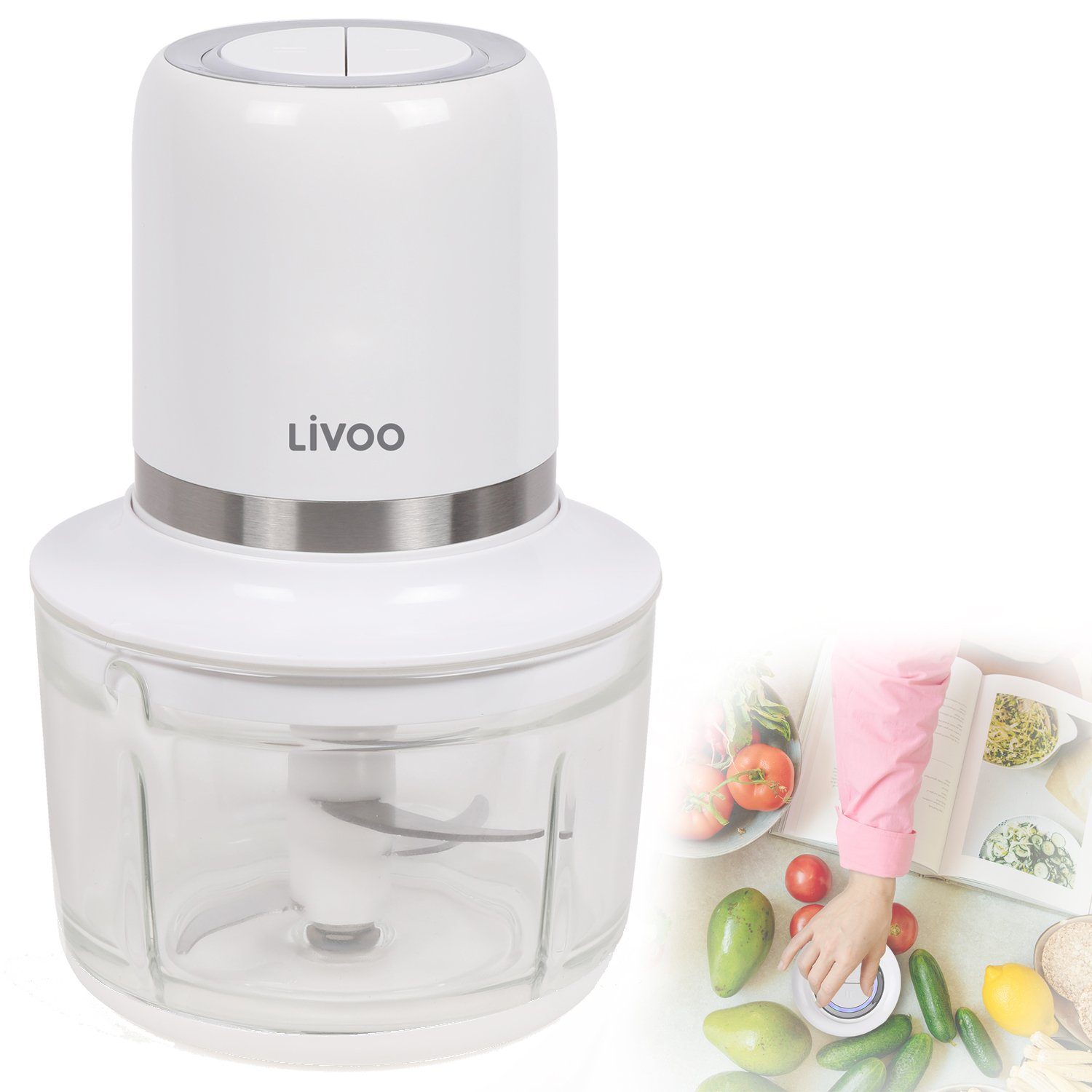 Gemüsehacker LIVOO Zerkleinerer elektrischer Mixer kabellos LED Ladeanzeige 200