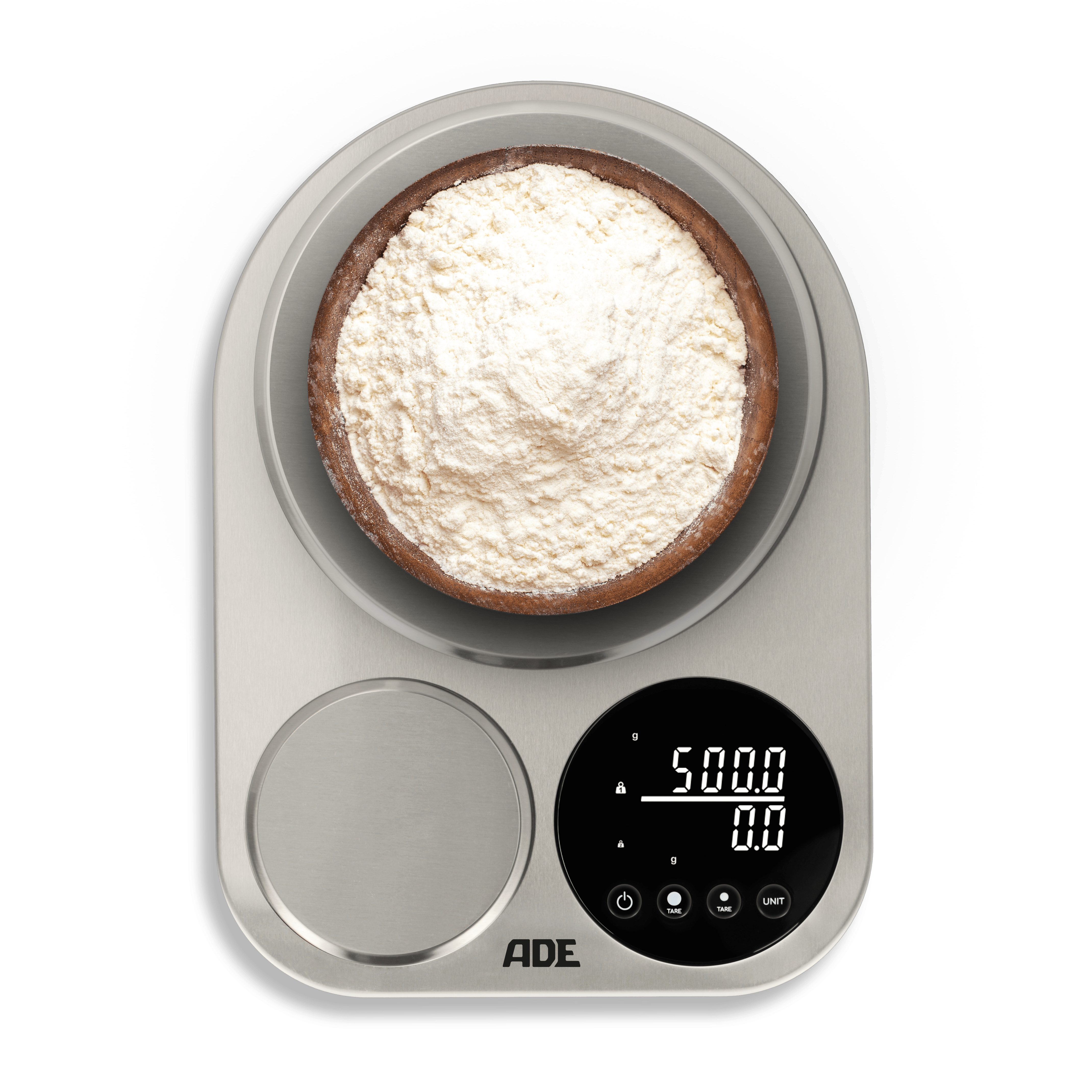 Küchenwaage digital mit 2 Wiegeflächen 5kg/1g & 500g/0,1g