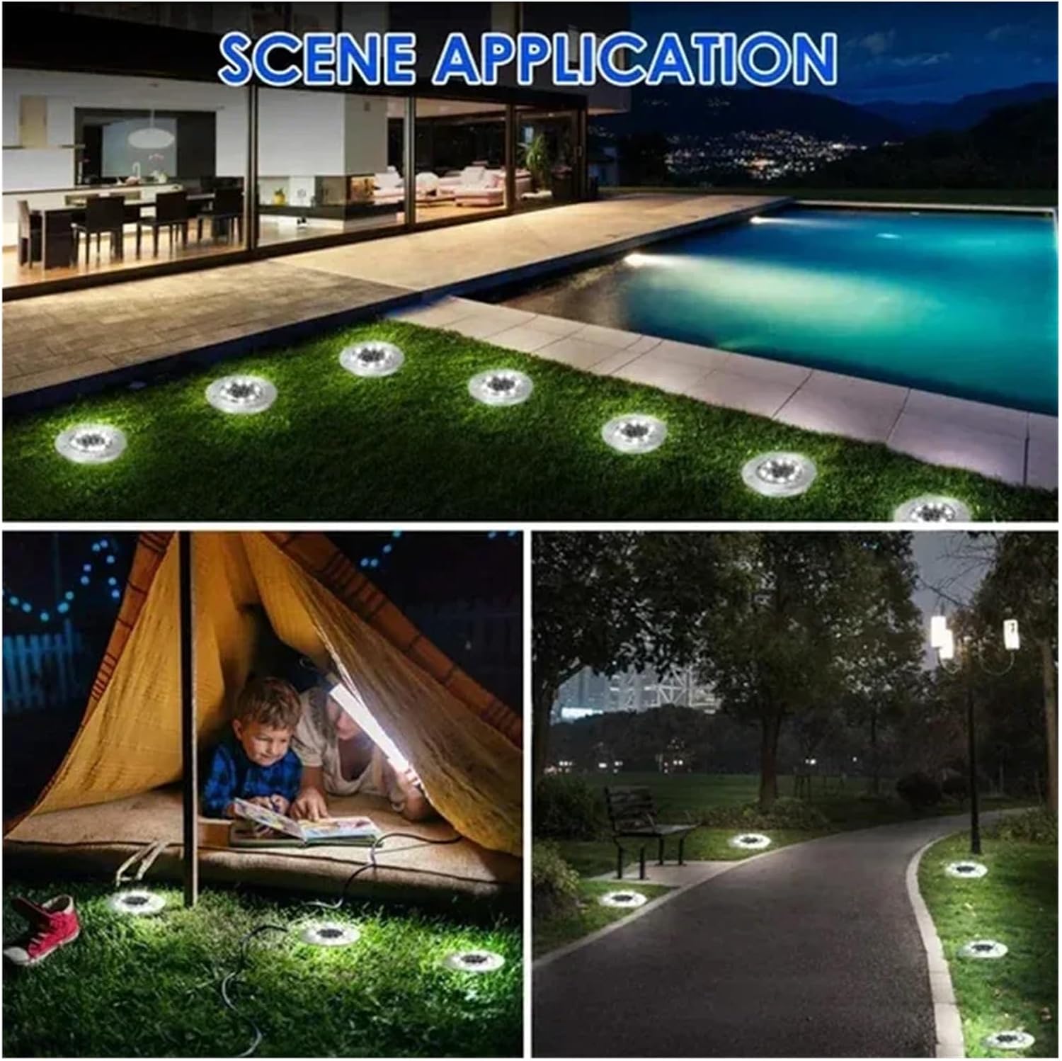 So Gartenleuchten mit 20 LEDs, hell, energieeffizient, für den Außenbereich, wasserdicht, vergraben, also LED-Strahler für Weg- und Landschaftsdekoration, Weiß, 12 Stück