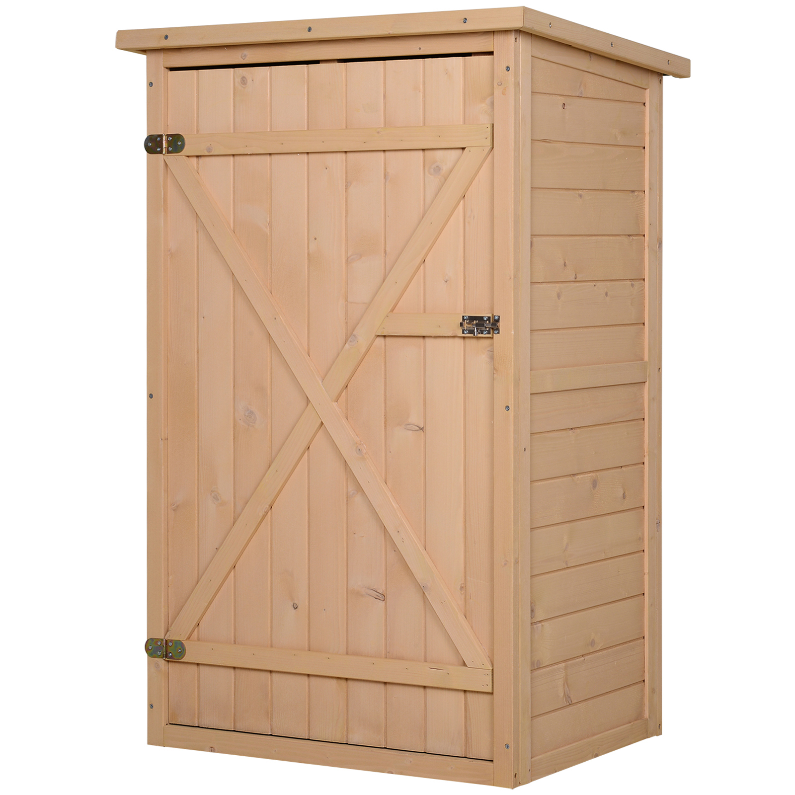 Outsunny Geräteschuppen mit Regalböden wetterbeständig 75 x 56 x 115cm Naturholz