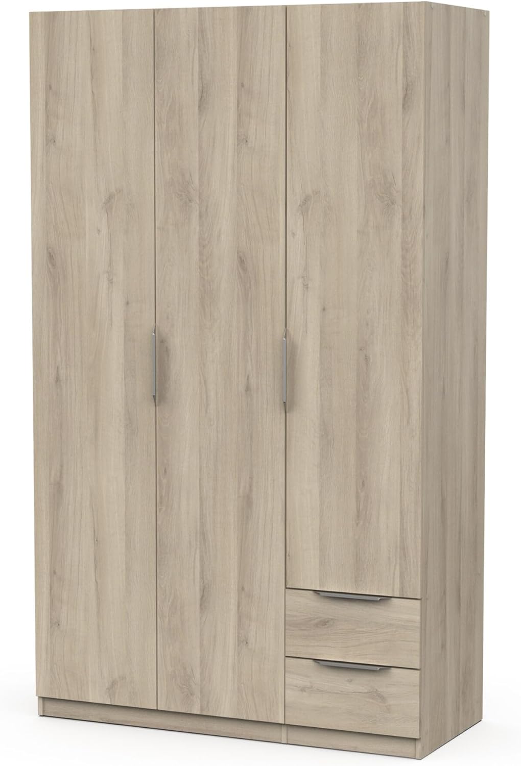 Demeyere Modern Wardrobe with 3 Doors and 2 Drawers 4 Niches, Kronberg Oak, 119.4 x 51 x 203 cm, Engineered Wood