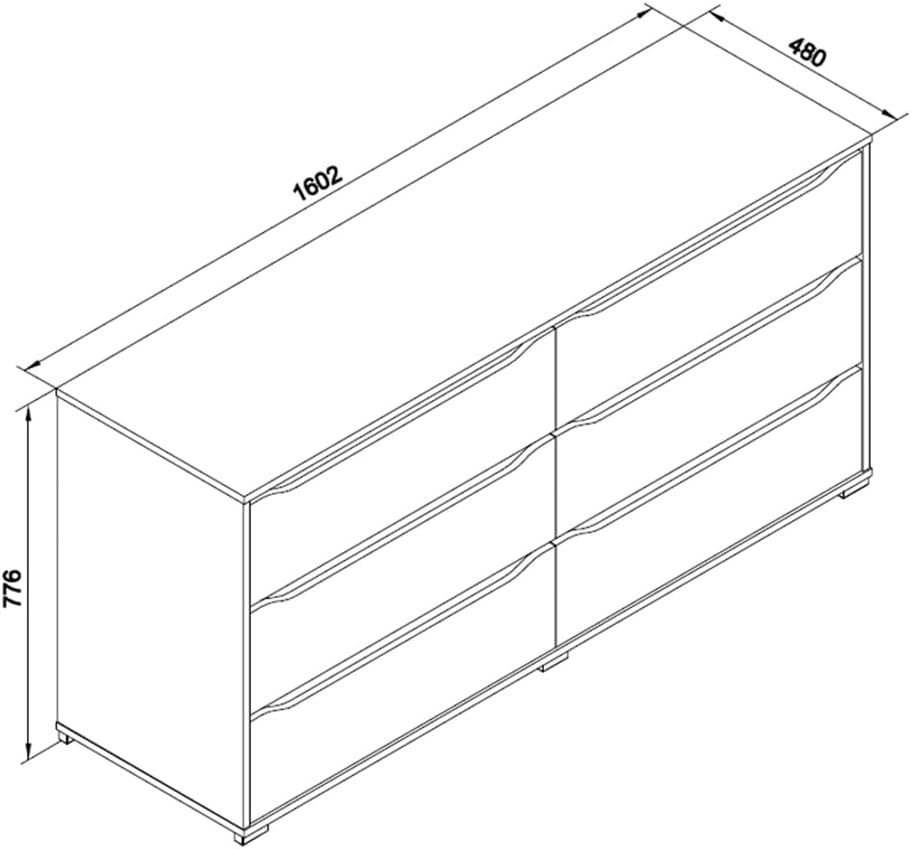 Vicco cassettiera per camera da letto Ruben, Bianco, 160 x 78 cm