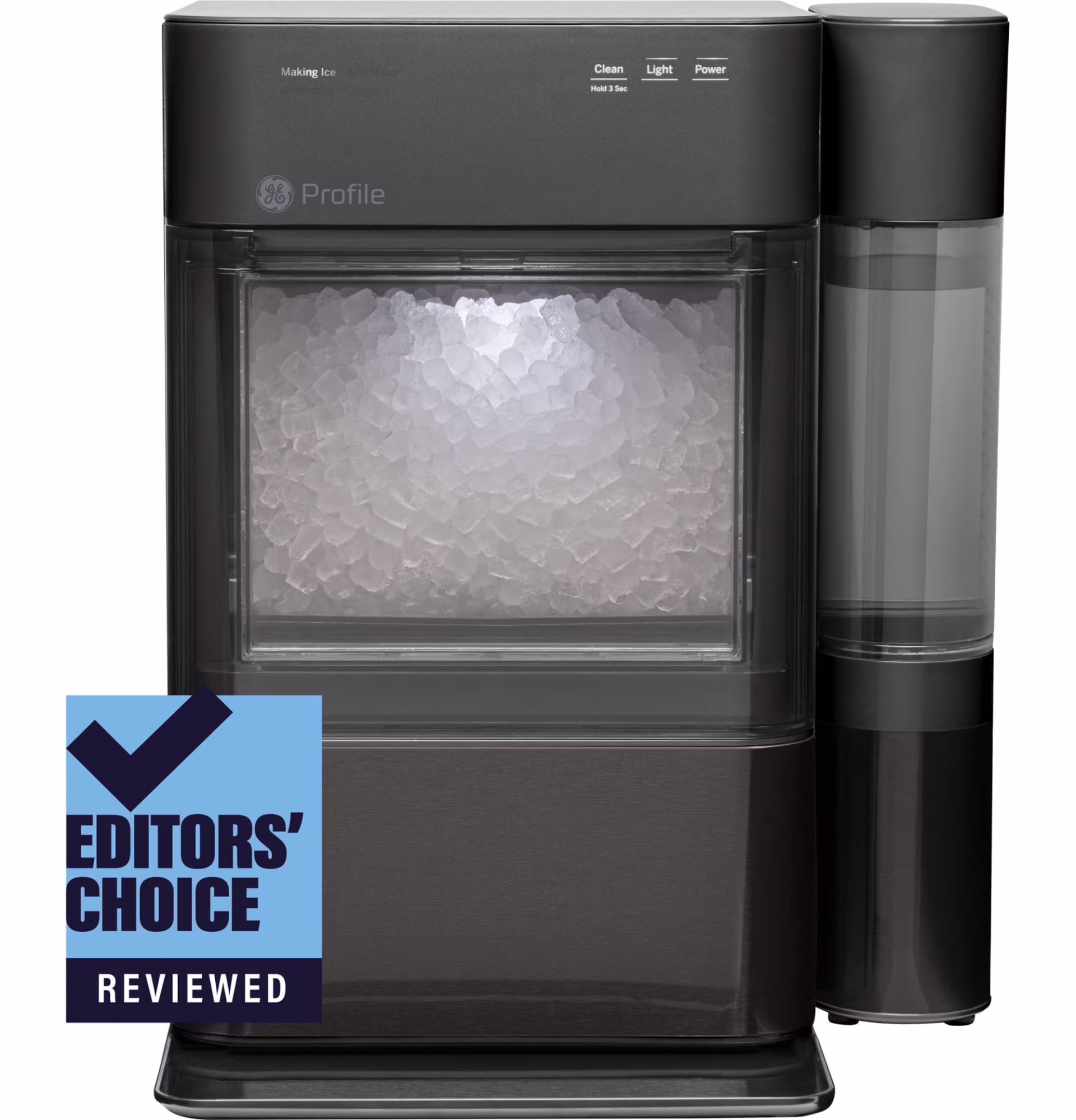 GE Appliances 38 lbs Capacity Built-In Ice Maker, Black Stainless Steel