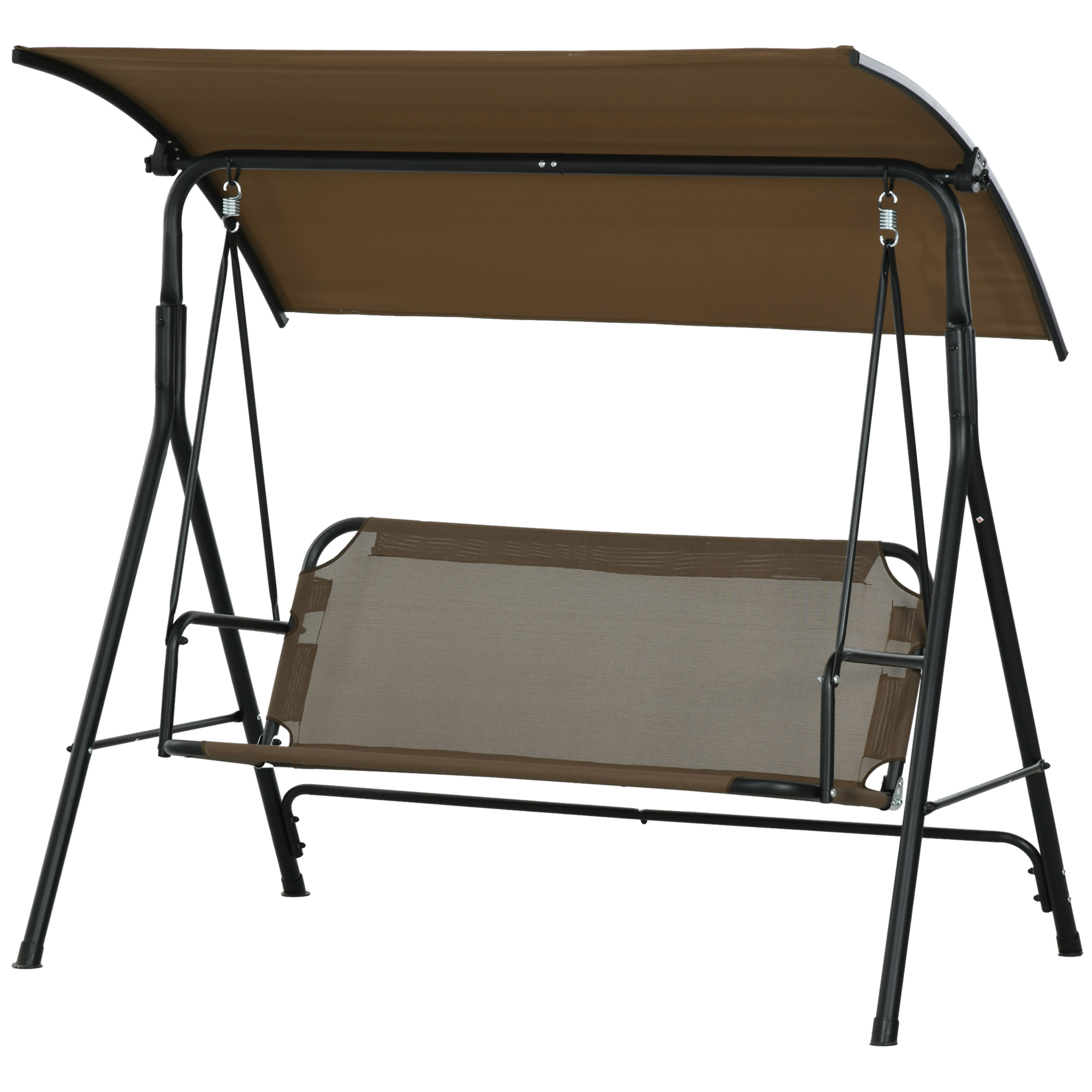 Outsunny Gartenliege 3-Sitzer mit Verstellbarem Sonnendach, aus Stahl und Polyester, 172x110x153 cm, Braun und Grau