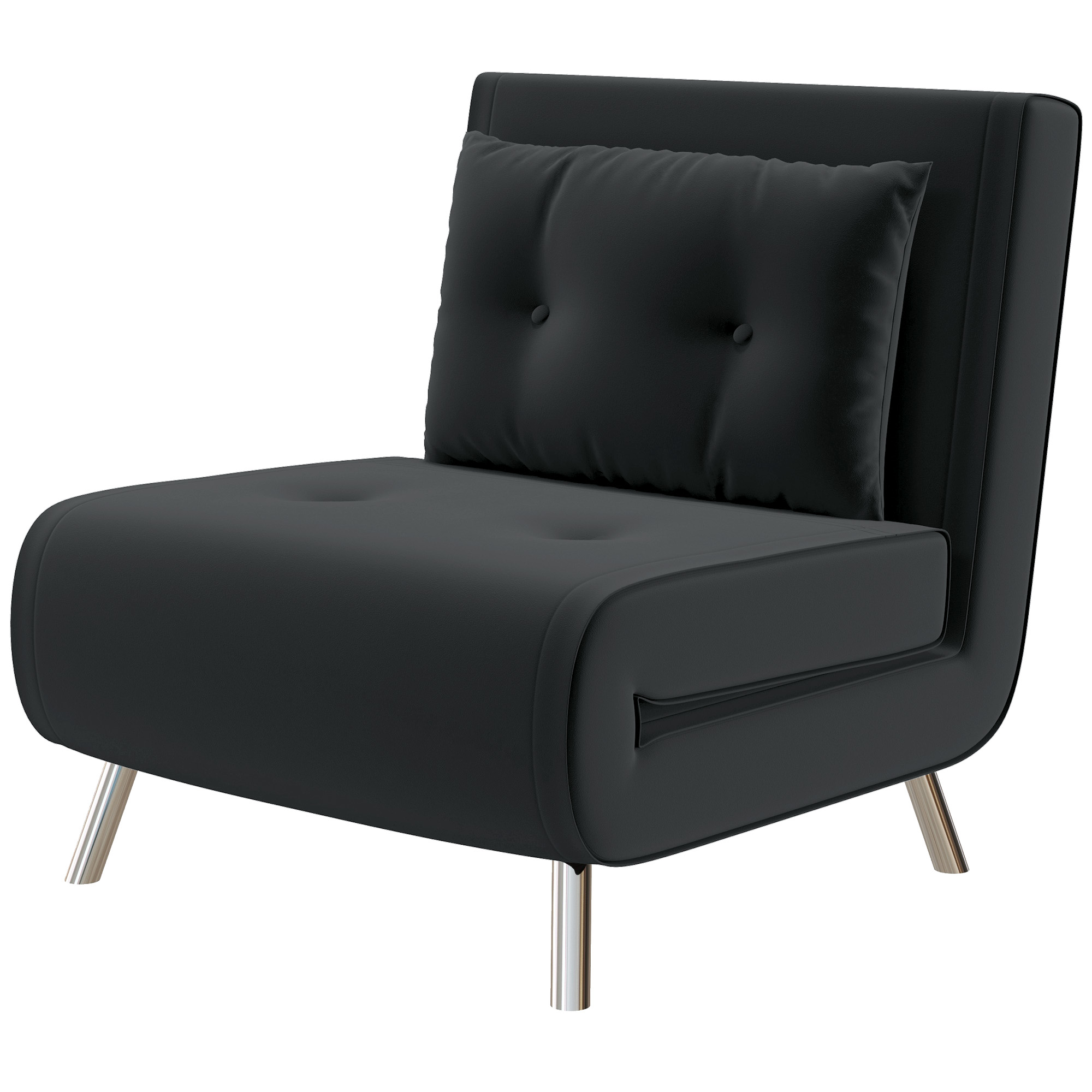 HOMCOM Liegesessel Sessel mit Liegefunktion Schlafsessel, Knopfheftung, Leinenoptik, 77 cm x 88 cm x 83 cm, Schwarz