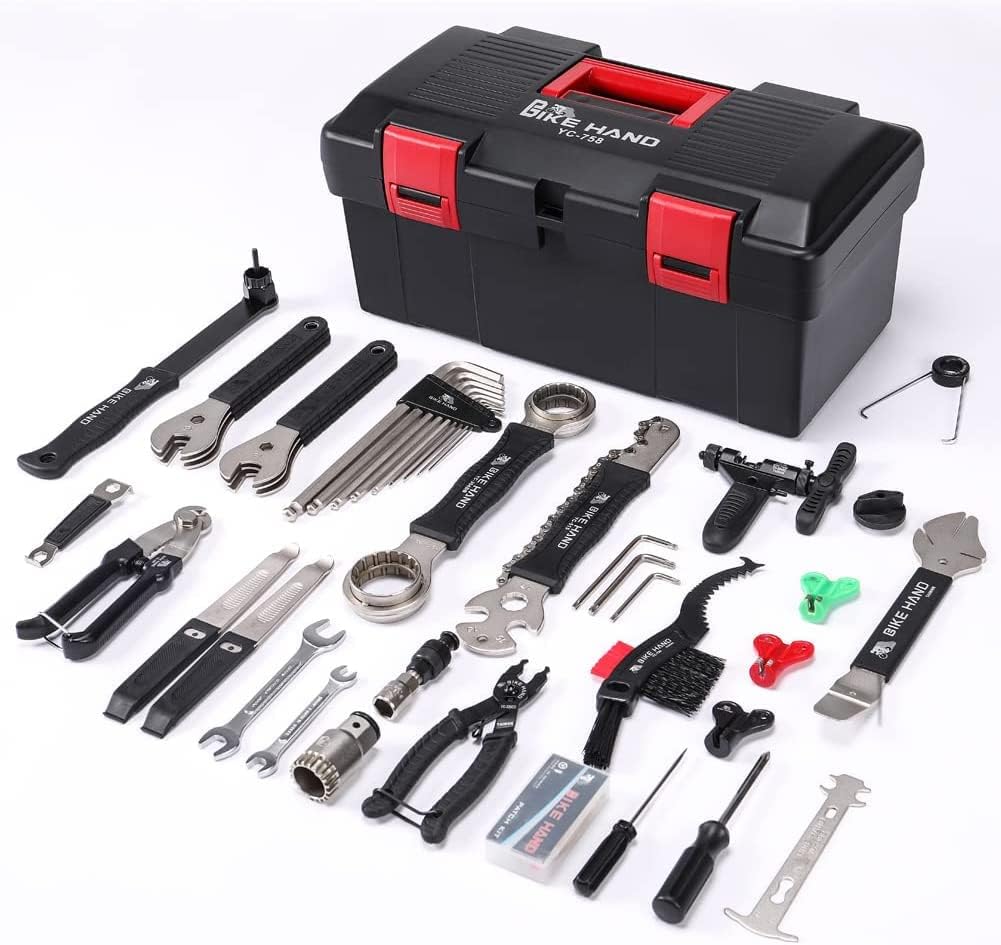 CXWXC Fahrrad Reparaturset, Tragbarer Fahrrad Werkzeugkoffer Fahrrad Werkzeug Set für Fahrrad Reifen Kette Montage Reparaturen Bike Tool Set mit Tragekoffer (Rot) (32 Teilig)