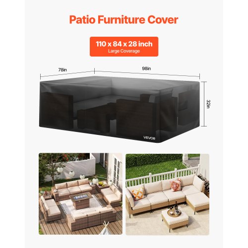 VEVOR Schutzhülle Abdeckplane für Terrassenmöbel 420D Wasserfest 279x213x71cm