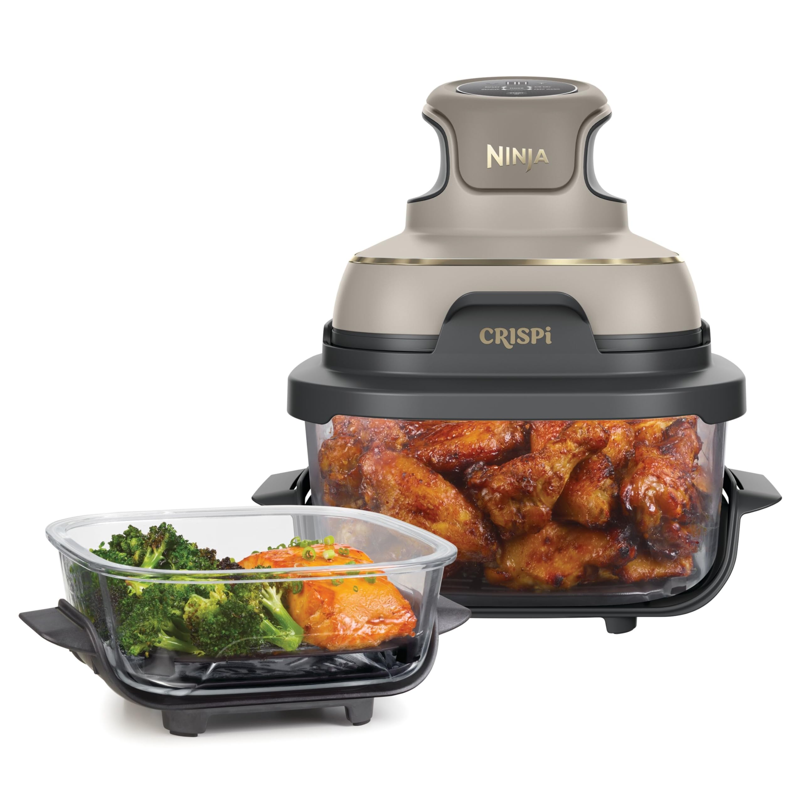 Ninja CRISPi tragbare Air fryer Heißluftfritteuse Stone Gold FN101EUSTGD knusprige Ergebnisse mit wenig Öl