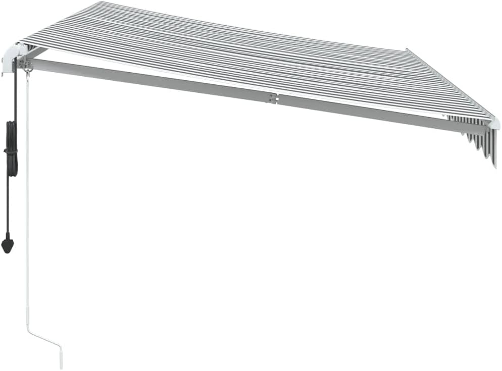 Automatic Retractable Awning Anthracite and White 350 x 250 cm for Patio, Electric Awning with Remote Control for Outdoors, UV Resistant Fabric and Aluminium