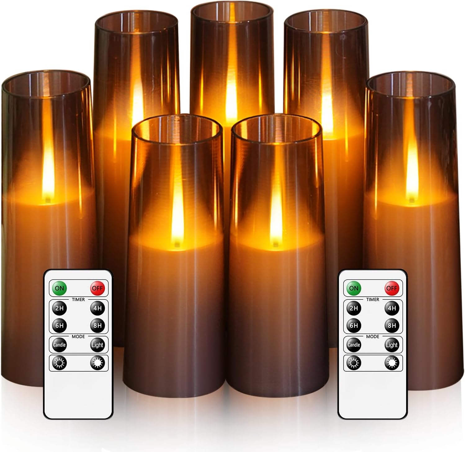 Flammenlose LED-Kerzen, realistische flackernde Flamme, elektrische Kerzen, 7 Stück, batteriebetriebene Kerzen mit Fernbedienung, LED-Stumpenkerzen für Heimdekoration, Weihnachten und Partys