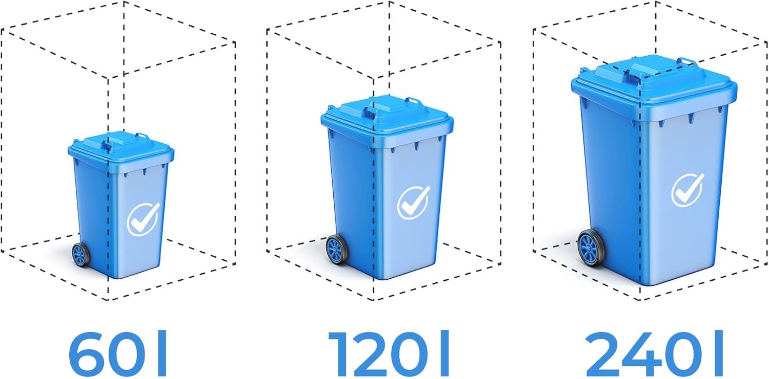 Metzler Mülltonnenbox 2er 240L in Anthrazit & Holzoptik mit Pflanzdach & Sichtstreifen, Mülltonnenverkleidung 2 Tonnen mit Automatikdeckel, Müllbox mit pulverbeschichtetem Stahl rostfrei, abschließbar