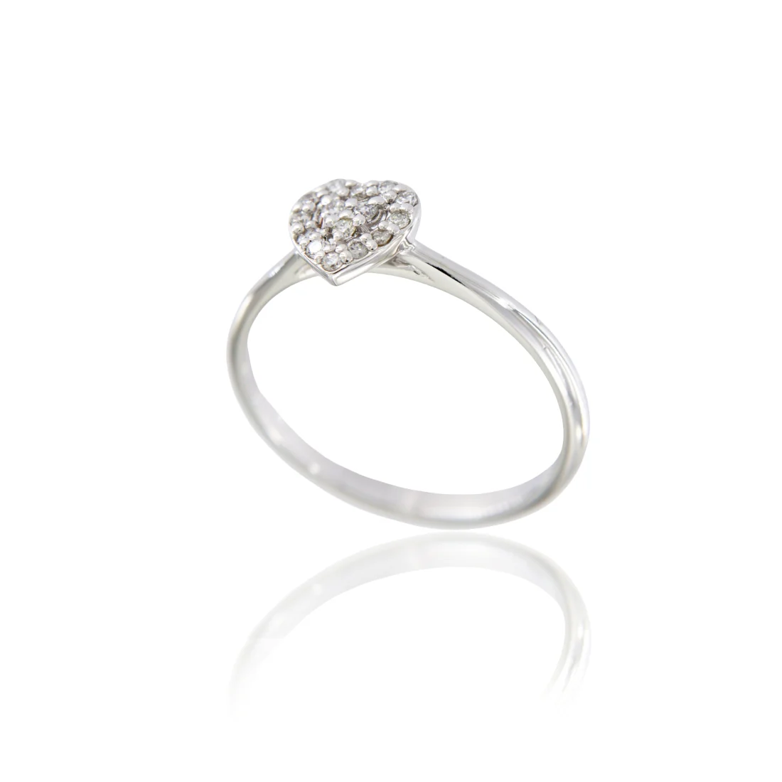Anello da donna piccolo cuore con contorno in brillanti ct 0,12