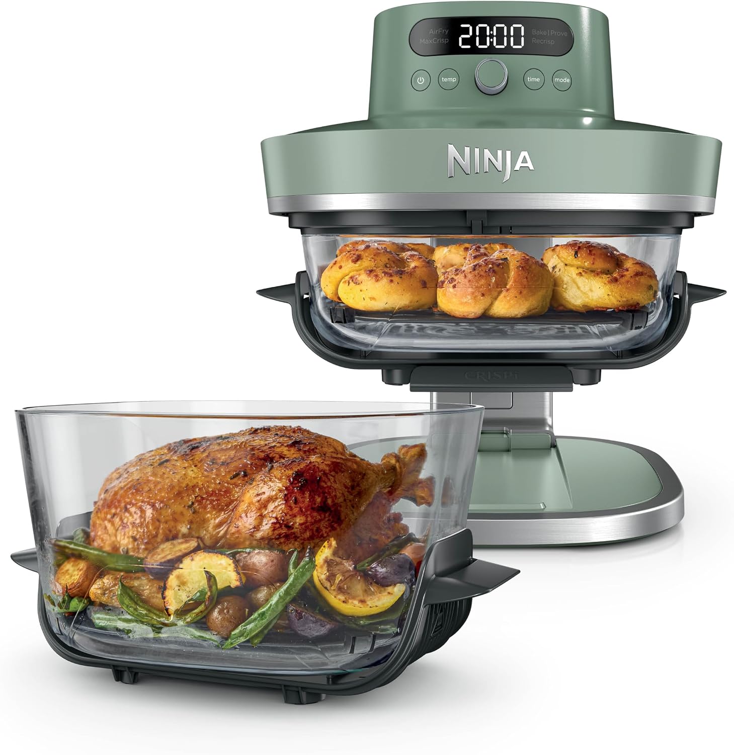 Ninja CRISPi PRO XL, Friggitrice ad Aria in Vetro, Verde Muschio, AS090EUGN