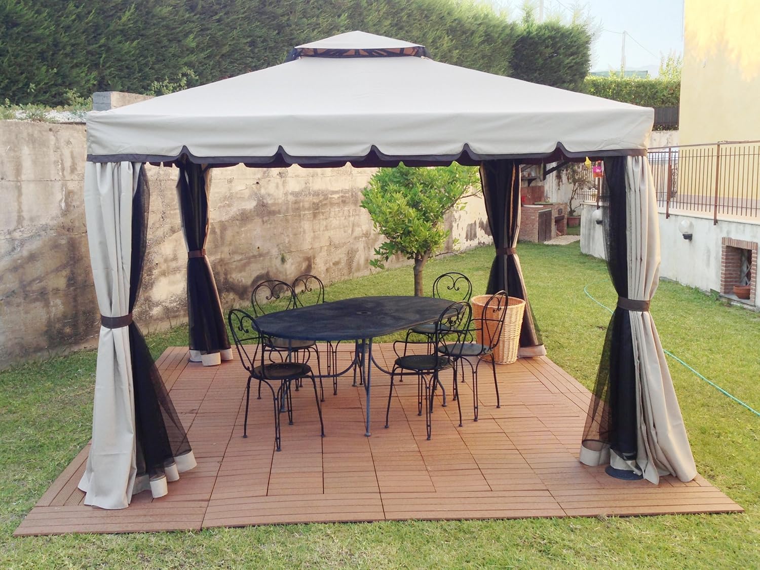 Garden Gazebo, 3 x 3 or 3 x 4 cm, Aluminium Rain Cover, Mosquito Net and Fireplace Robust and Anchorable 3 x 3 or 3 x 4 (G3 x 3)