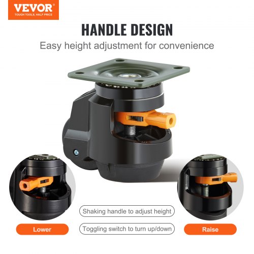 VEVOR Nivellierrollen, verstellbare, auf einer Platte montierte Nylonrolle, 2200 lbs, 4er-Set