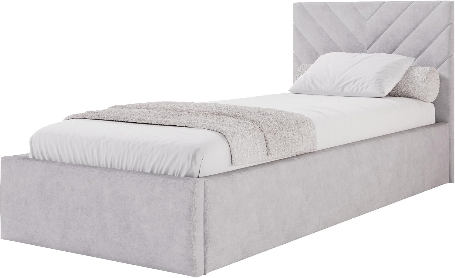 Bett Azzurro S01 100x200 cm, Stauraum, Metallrahmen, Grau