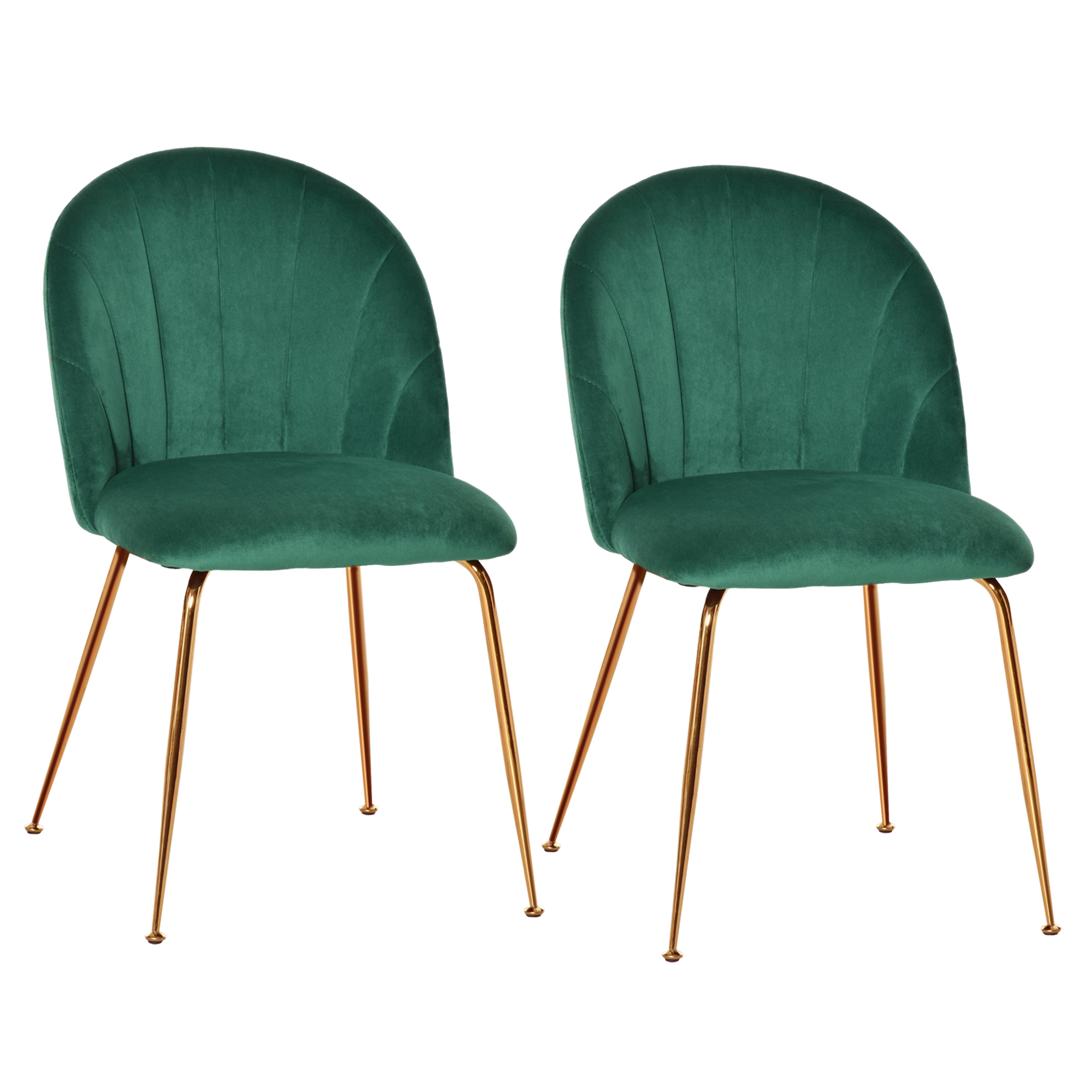 HOMCOM 2er-Set Esszimmerstühle im Retrodesign 52 cm x 52 cm x 81 cm Grün + Gold