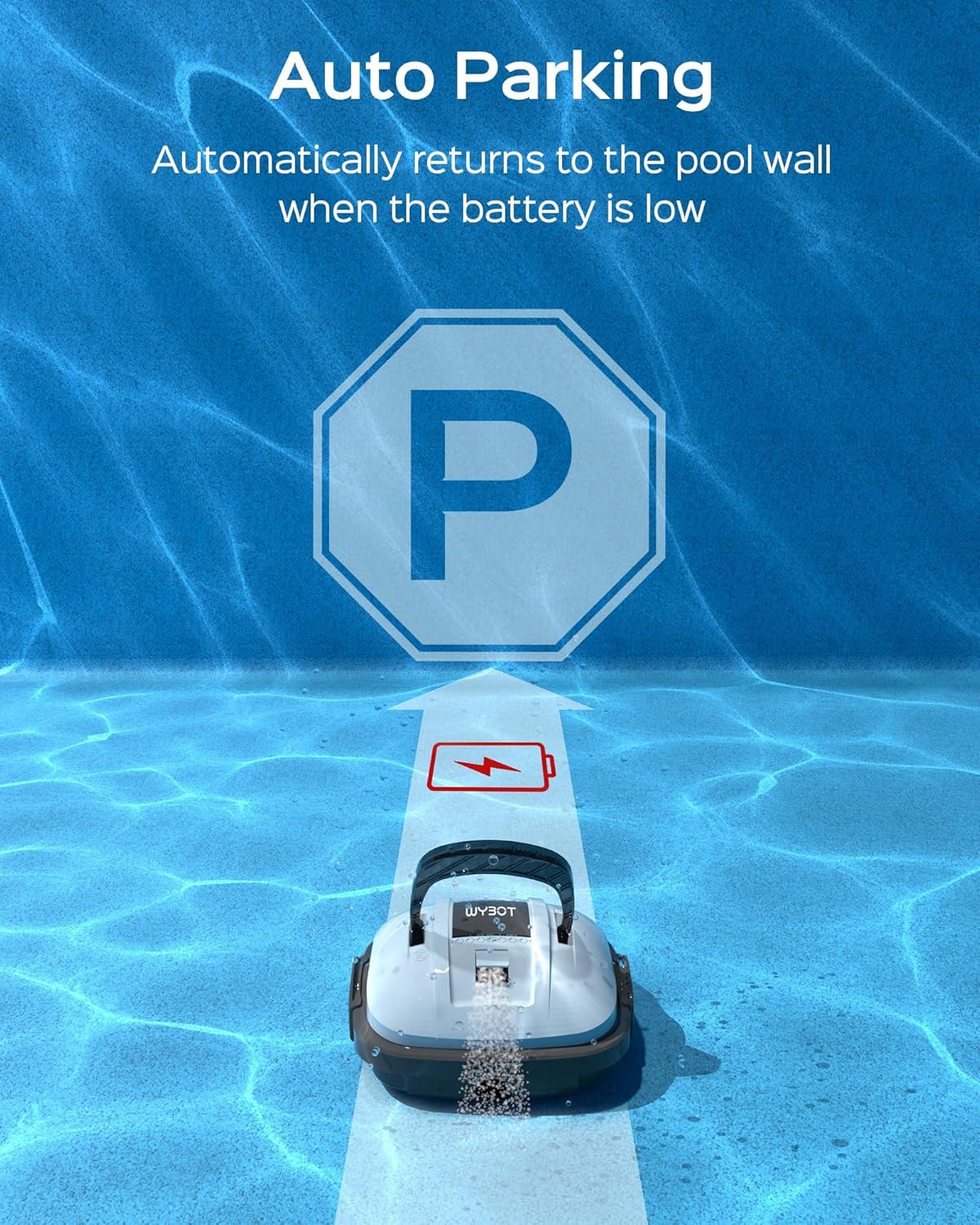 WYBOT Robot Piscina Fuori Terra per Piscina da 80m², Robottino Pulitore con Doppia Motricità e Parcheggio Autonomo | Robot Piscina Pulitore Senza Fili con Batteria Autonomia 100 Min Bianco