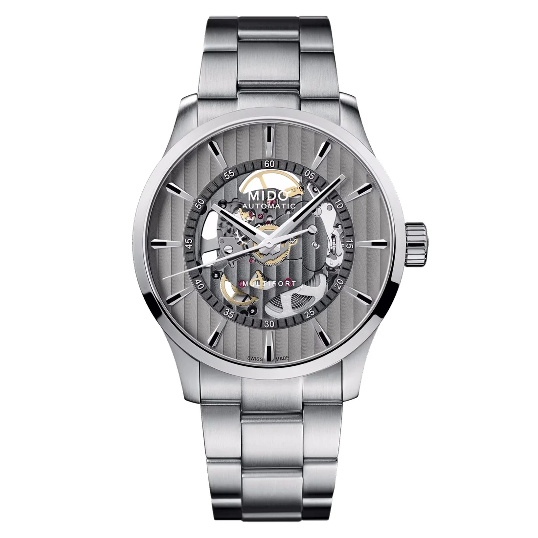 Orologio Mido Multifort Skeleton Vertigo quadrante silver