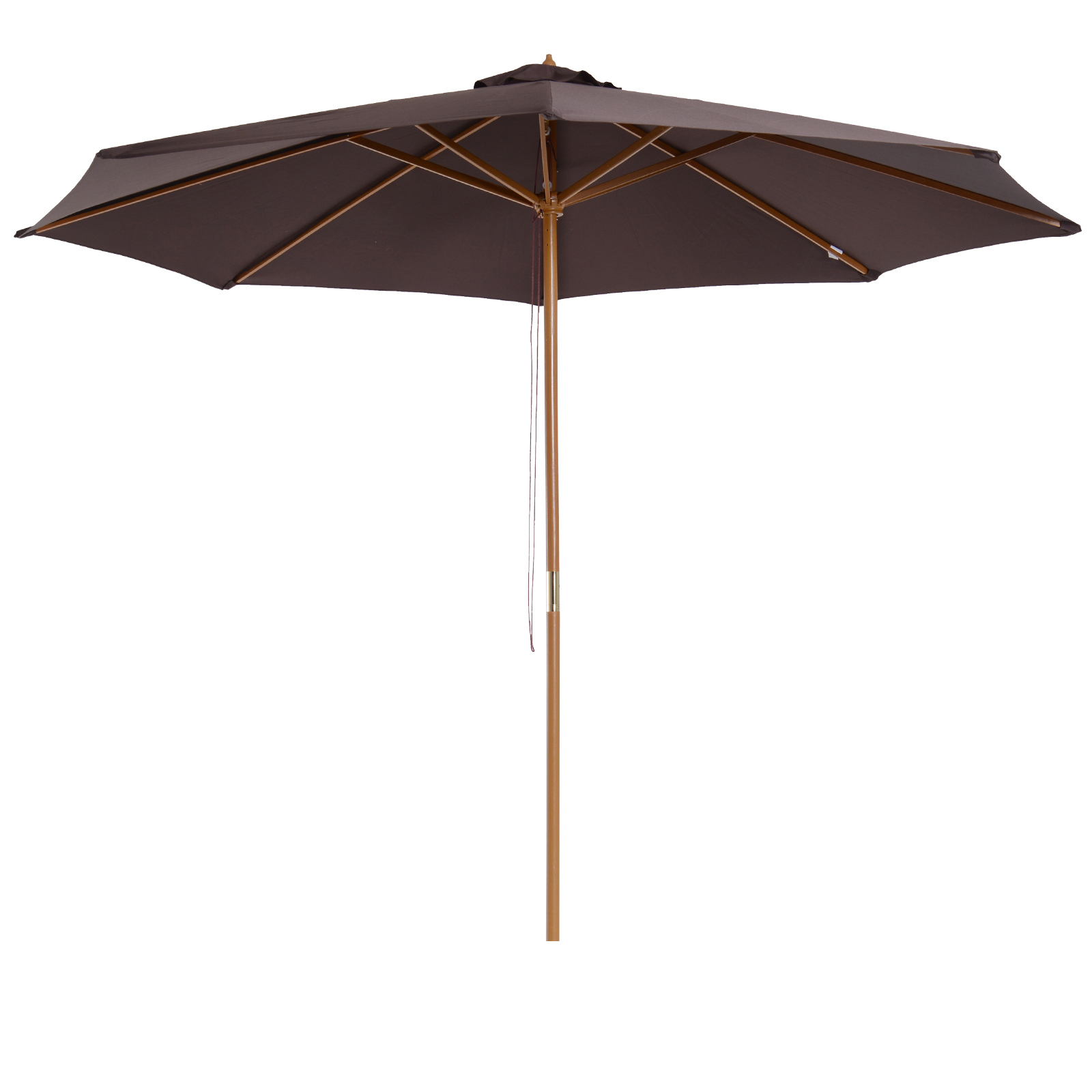 Outsunny Sonnenschirm gerade Garten Sonnenschirm mit Doppeldach aus Holz, hochdichtem Polyester, Sonnenschutz Ø 3 x 2,5 m Schokolade