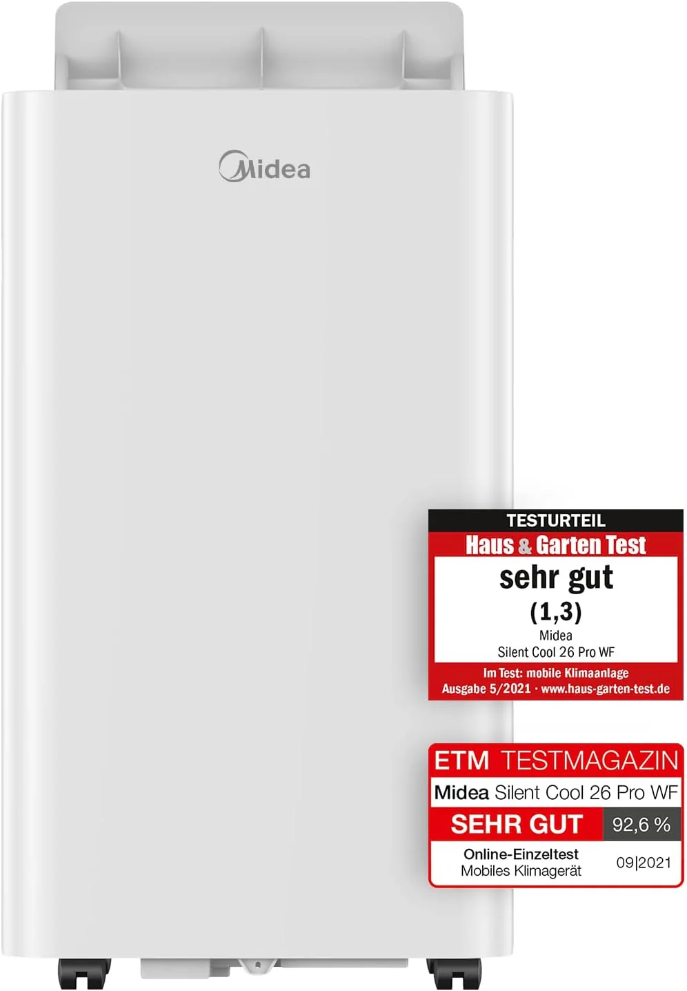 Midea Mobiles Klimager?t Silent Cool 26 Pro WF, 9000 BTU 2,6kW, K��hlen&Ventilieren&Entfeuchten, Raumgr??e bis 88m3(33�O), APP-Steuerung/Alexa/Google Home/IFTTT, Mobile Klimaanlage mit Abluftschlauch