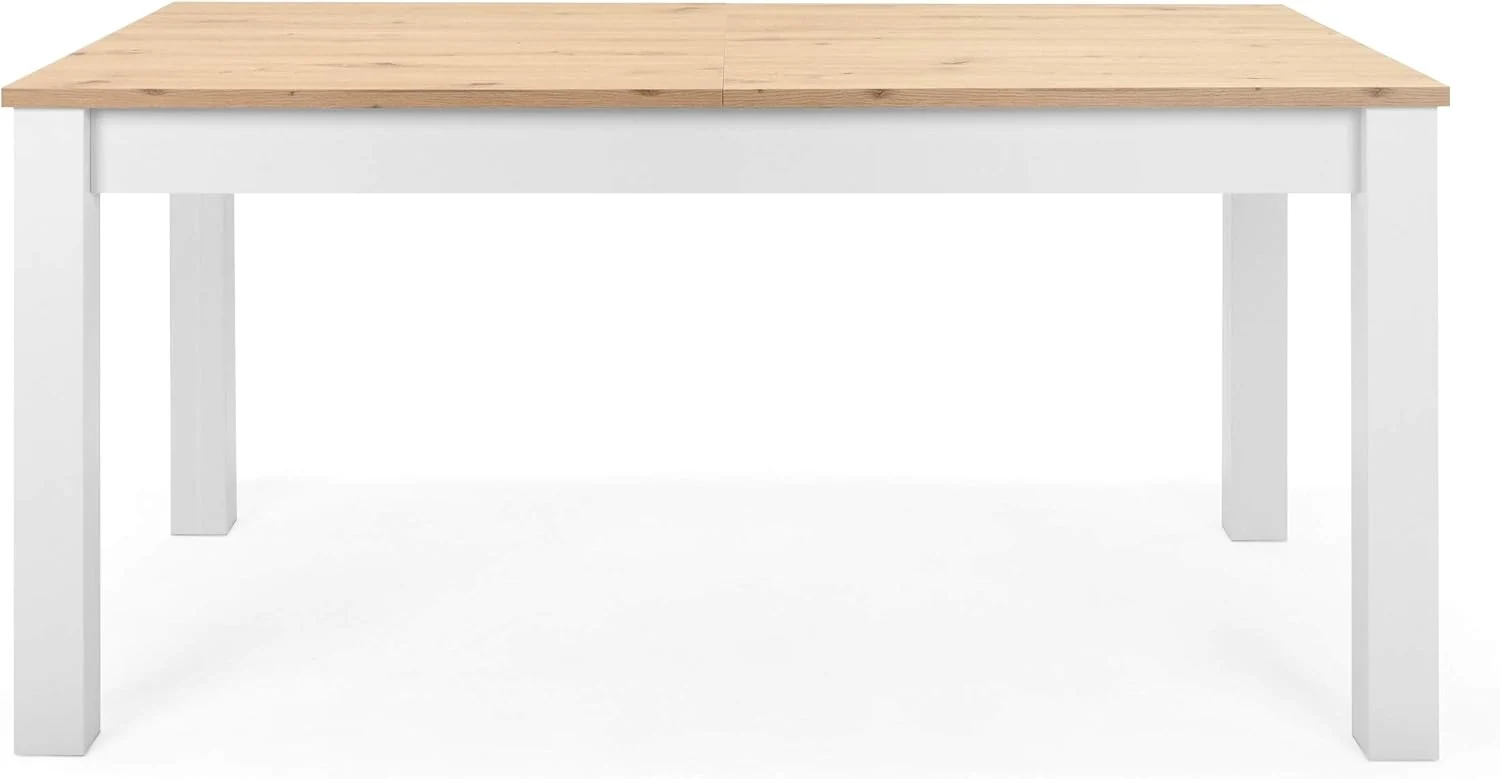 Newfurn Esstisch, 215x75x90 cm, 215 cm, Weiß/Wildeiche, ausziehbar 160- inkl. Tischplatte Weiß Wildeiche