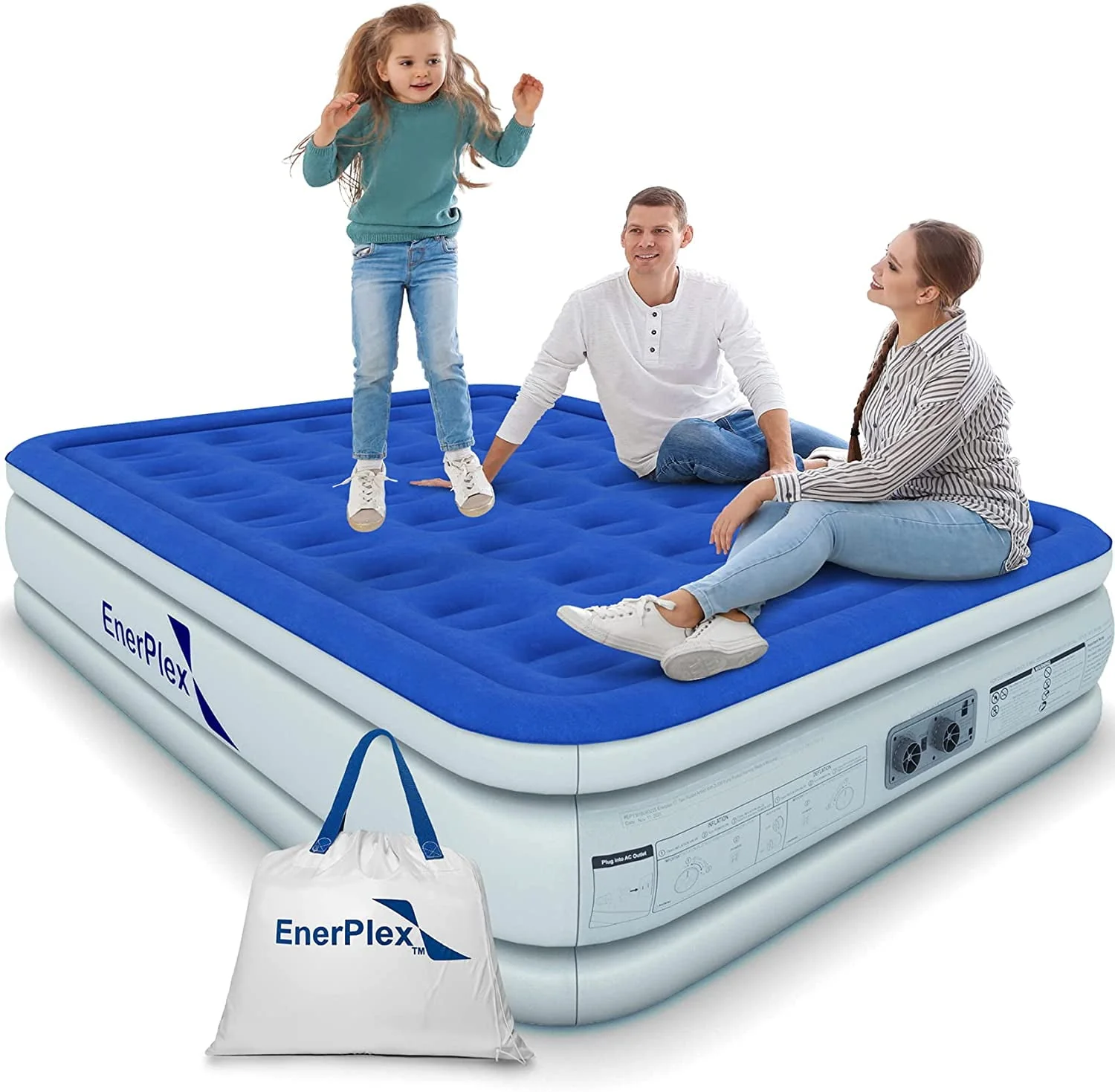 EnerPlex Air Mattress with Built-in Pump - Double Height Inflatable Mattress for Camping, Home & Portable Travel - Queen, 13 Inch  sgtnighsdesigns