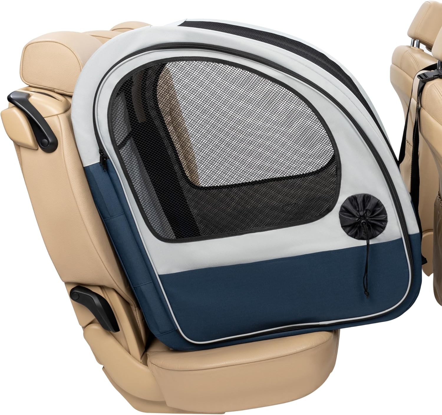 PetSafe Happy Ride Opvouwbare Hondenbench, Hondenreisbench voor Achterbank, Netdeuren voor Ventilatie, Blauw/Grijs