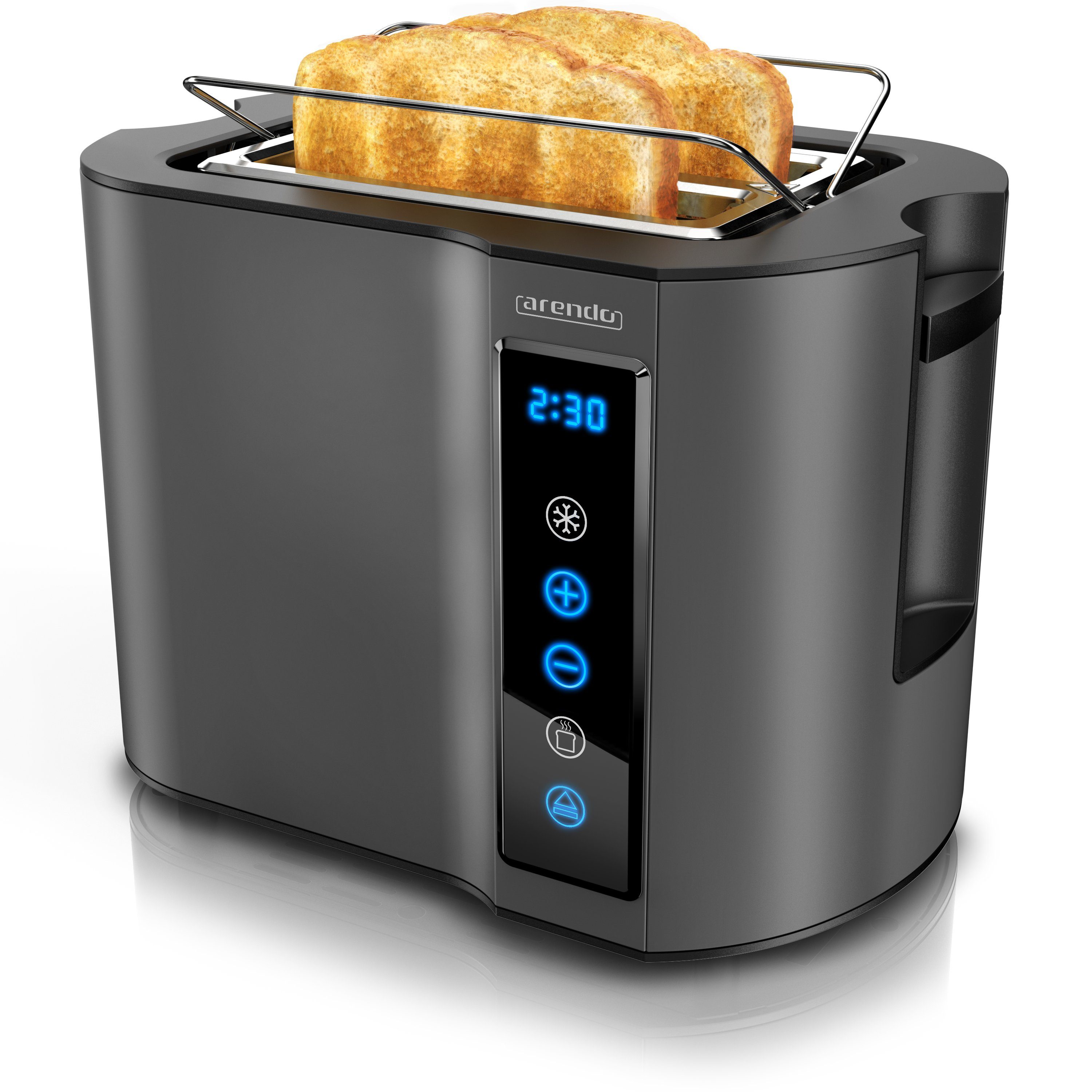 Toaster Wärmeisoliertes Doppelwandgehäuse, 2-Scheiben, Display Restzeitanzeige