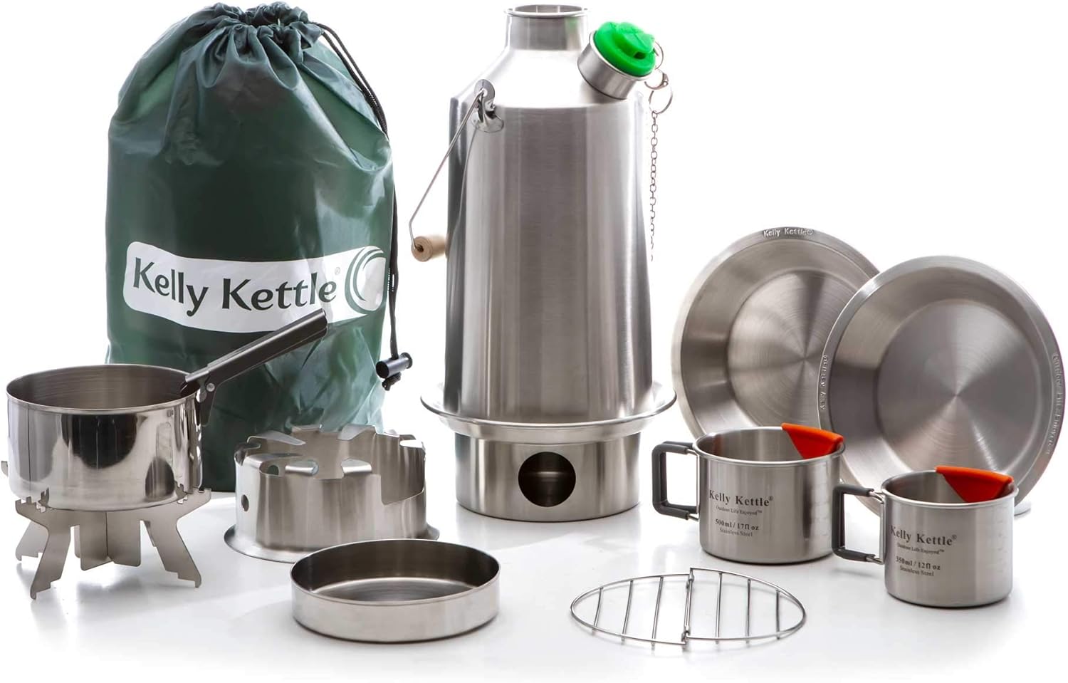 Kelly Kettle Ultimate Base Camp Kit &ndash; 54 oz Stainless Steel Camping Kettle with Whistle, Lightweight Stove for Fishing, Hunting, Hiking