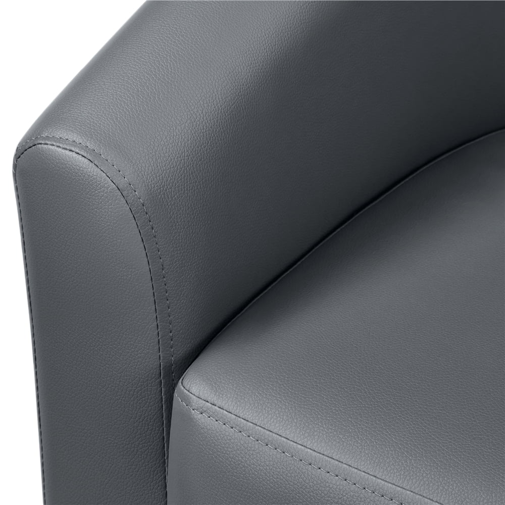 Renwick Faux Leather Barrel Accent Chair for Living Room, Set of 2, Black