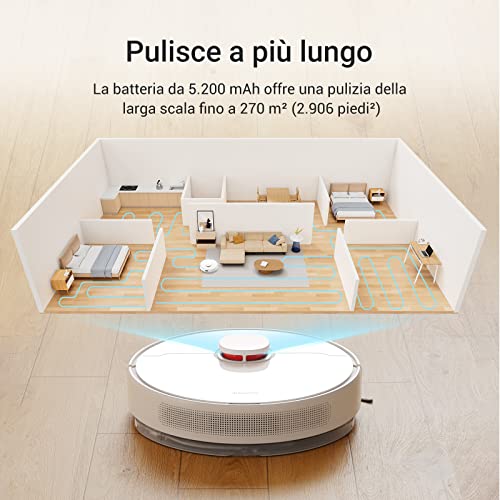 dreame D10 Plus Robot Aspirapolvere Lavapavimenti con Svuotamento Automatico Polvere, Navigazione LiDAR Rilevamento Ostacoli, Aspirazione 4000Pa Tappeti Peli Animali, Autonomia 170min, WiFi/Alexa/APP : Casa e cucina