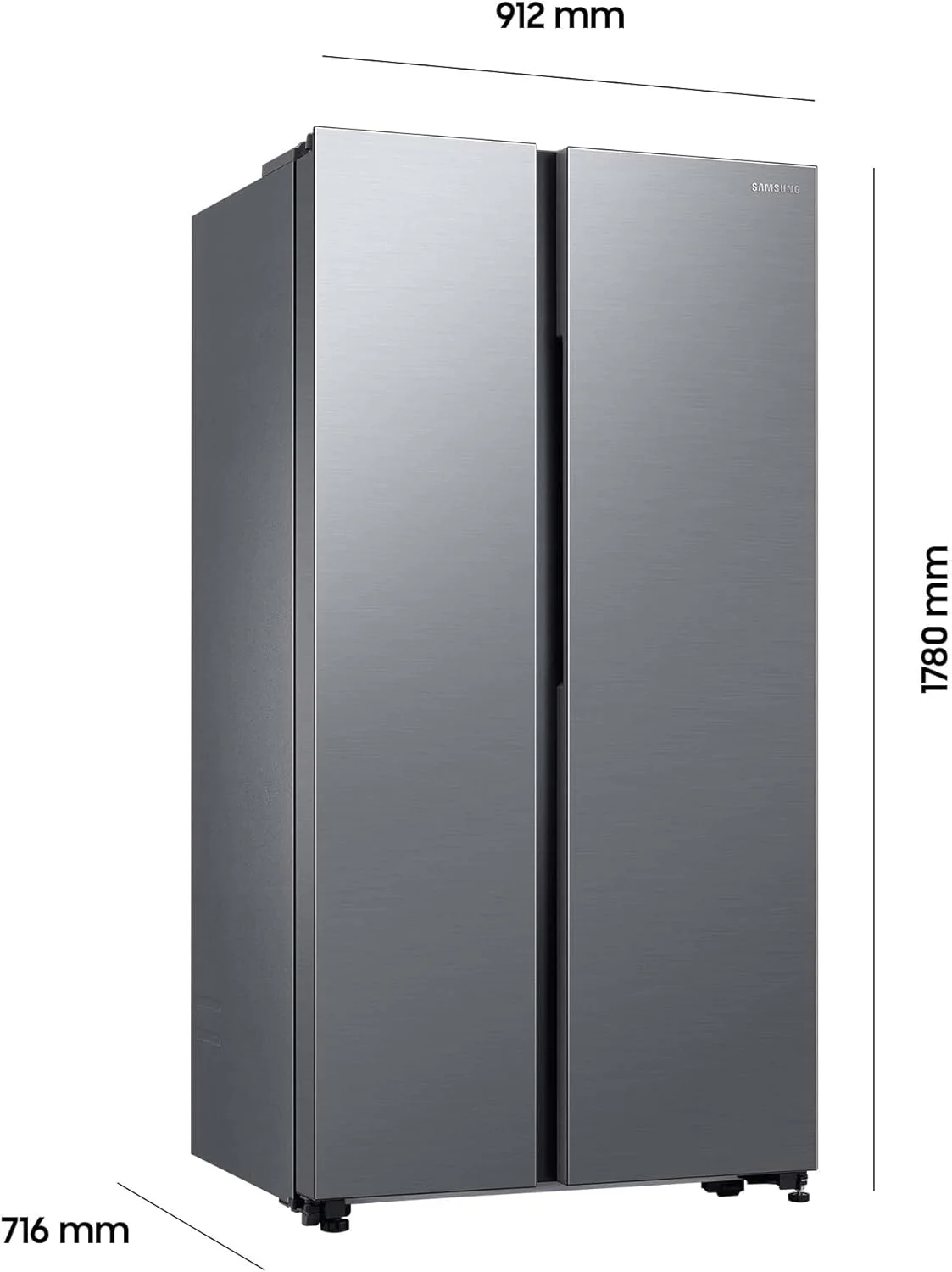 Samsung RS64DG53R3B1EF Amerikaanse koelkast, 178 cm, 628 l, SmartThings AI Energy Mode, ijs- en waterdispenser, Slim Ice Maker, Premium Black Steel