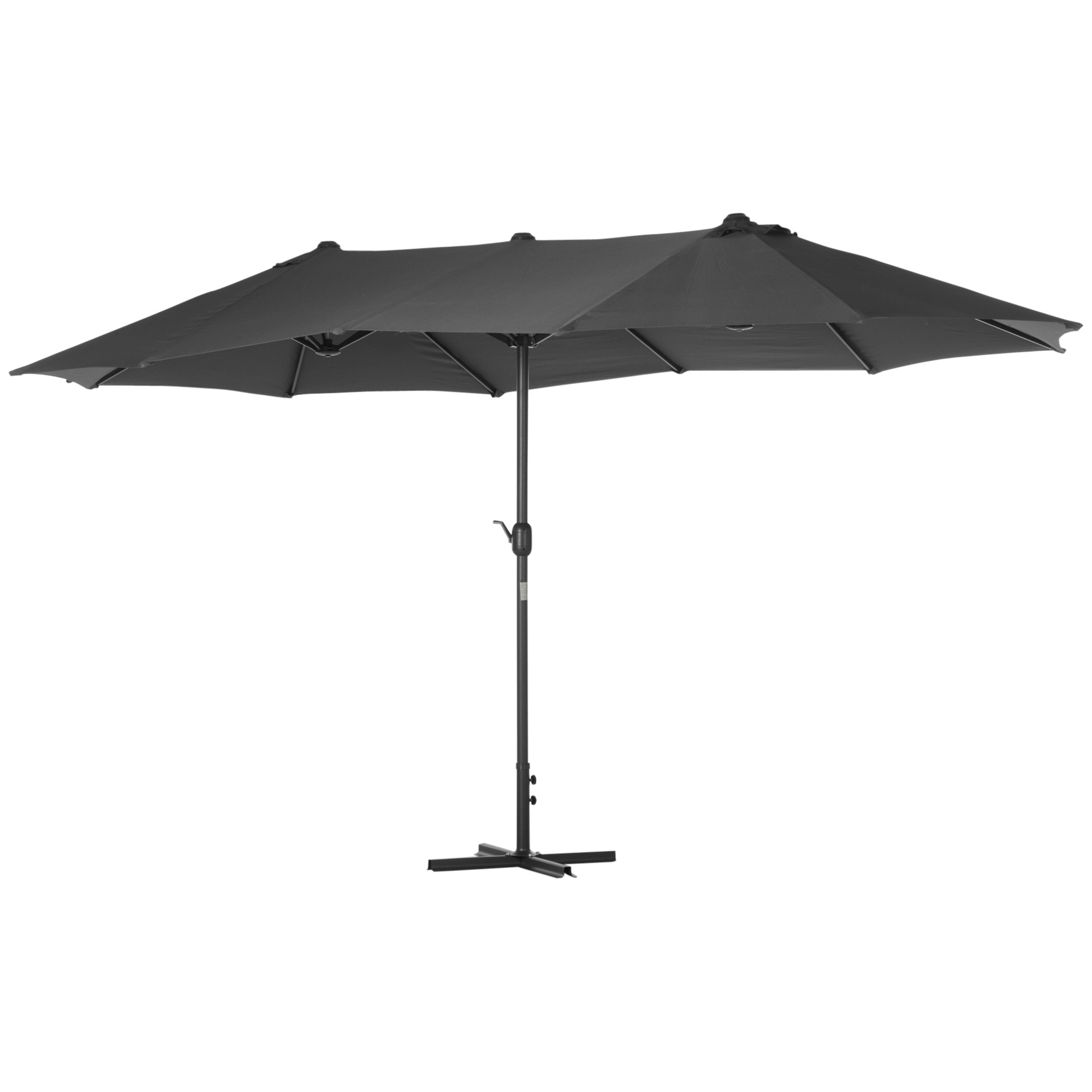 Outsunny XXL Gartenschirm mit Kreuzfuß, großer Sonnenschirm 4,6L x 2,7B x 2,4H cm, Kurbelöffnung und -schließung, Stahlmast, hochdichtes Polyester, Grau
