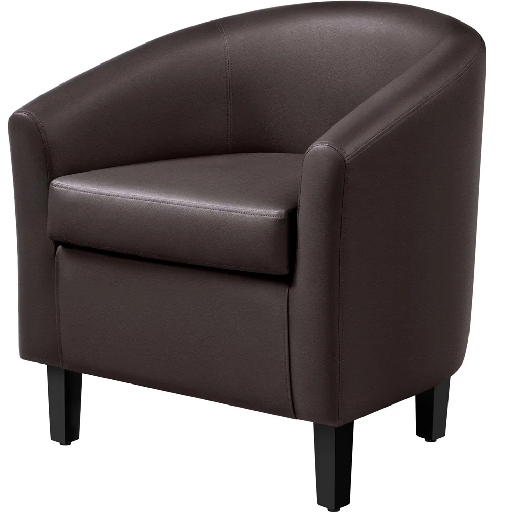 Renwick Faux Leather Barrel Accent Chair for Living Room, Set of 2, Black