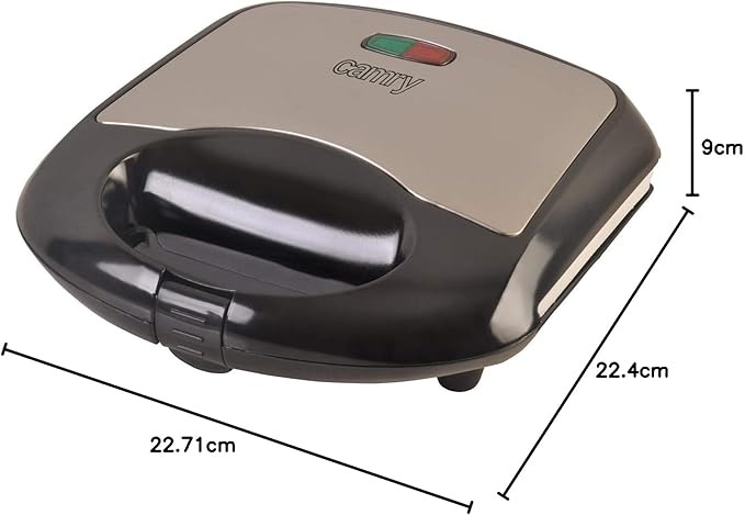 Camry - CR 3019, Piastra elettrica per 2 waffle, piastre in ceramica antiaderenti, temperatura automatica, alloggiamento in acciaio inossidabile freddo al tatto, 1000 W