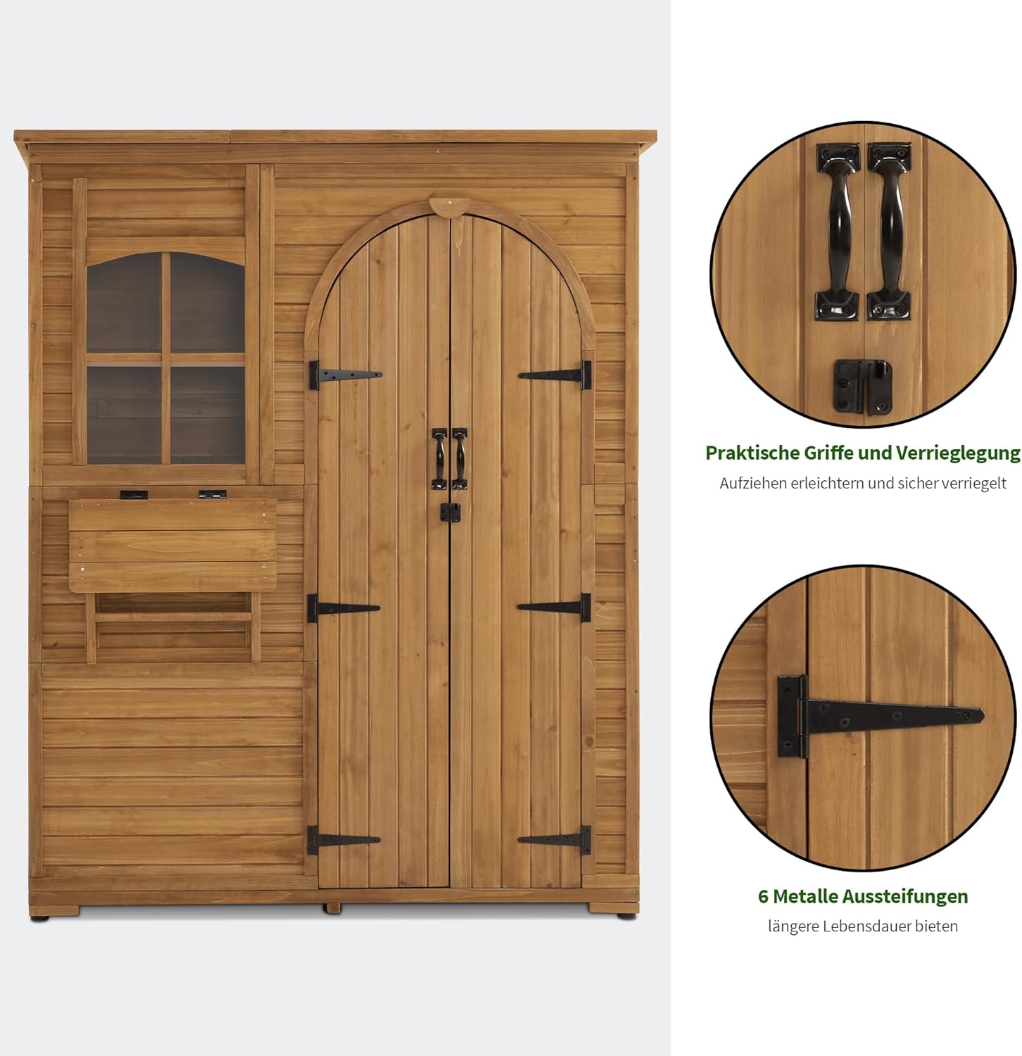 M MCombo casetta da giardino casetta per attrezzi in legno resistente alle intemperie, casetta da giardino da esterno impermeabile walk-in, per area esterna balcone terrazza 73×144×185 cm (natura)