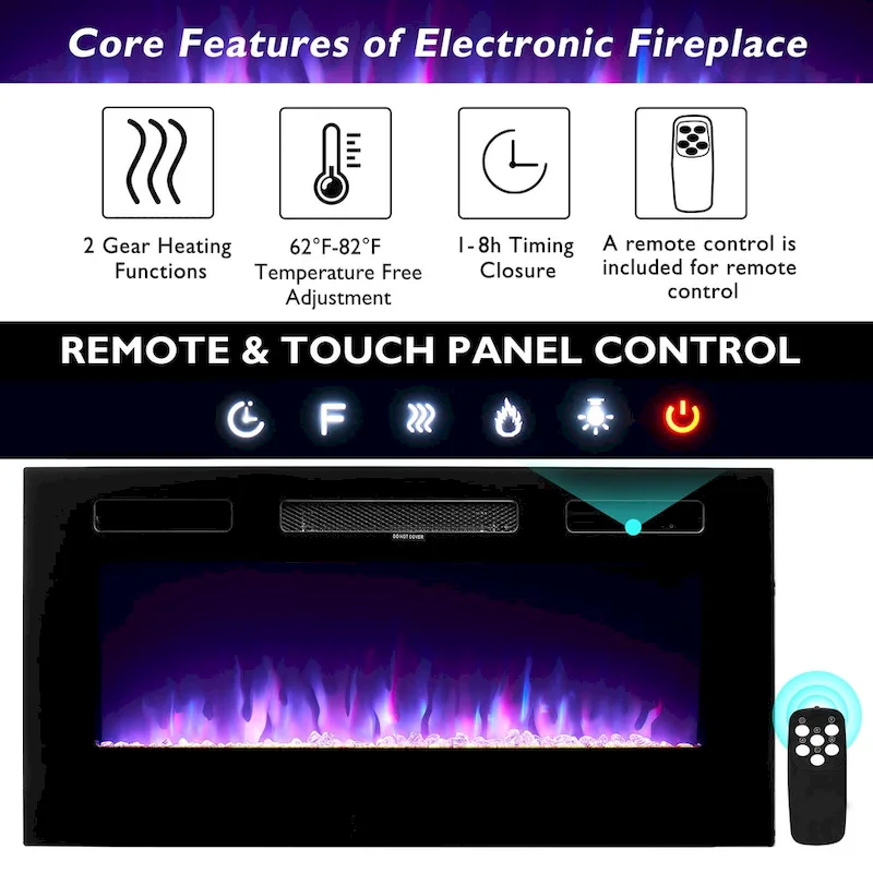 70 Fireplace TV Stand with 36 Electric Fireplace
