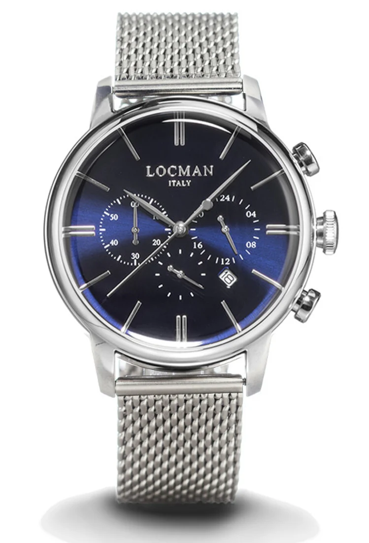 Locman 1960 crono blu acciaio maglia milano 0254A02A-00BLNKB0