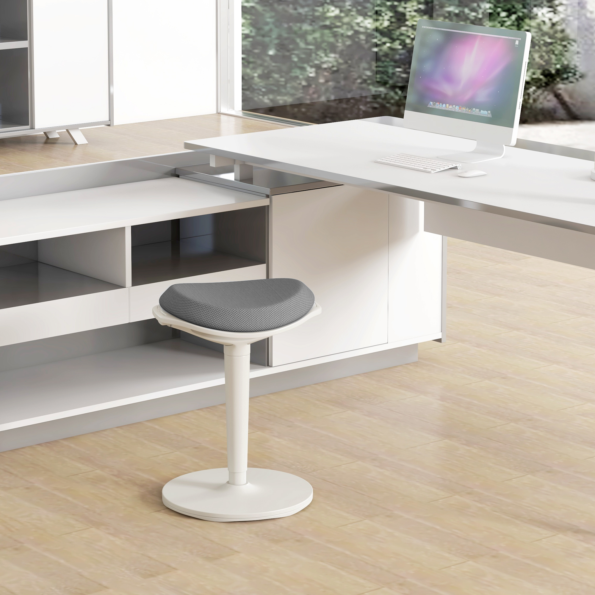 HOMCOM Pendelhocker, ergonomisch, höhenverstellbar, bis 120 kg, 42,5x35,5x56,5-71,5cm, Grau
