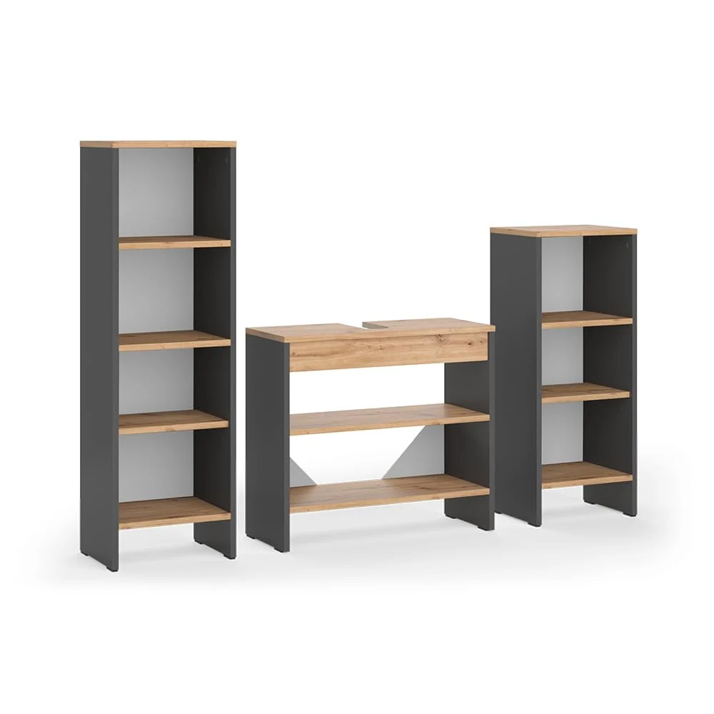 Vicco Badmöbel-Set Karli mit Waschbeckenunterschrank, modernes Badezimmermöbel-Set