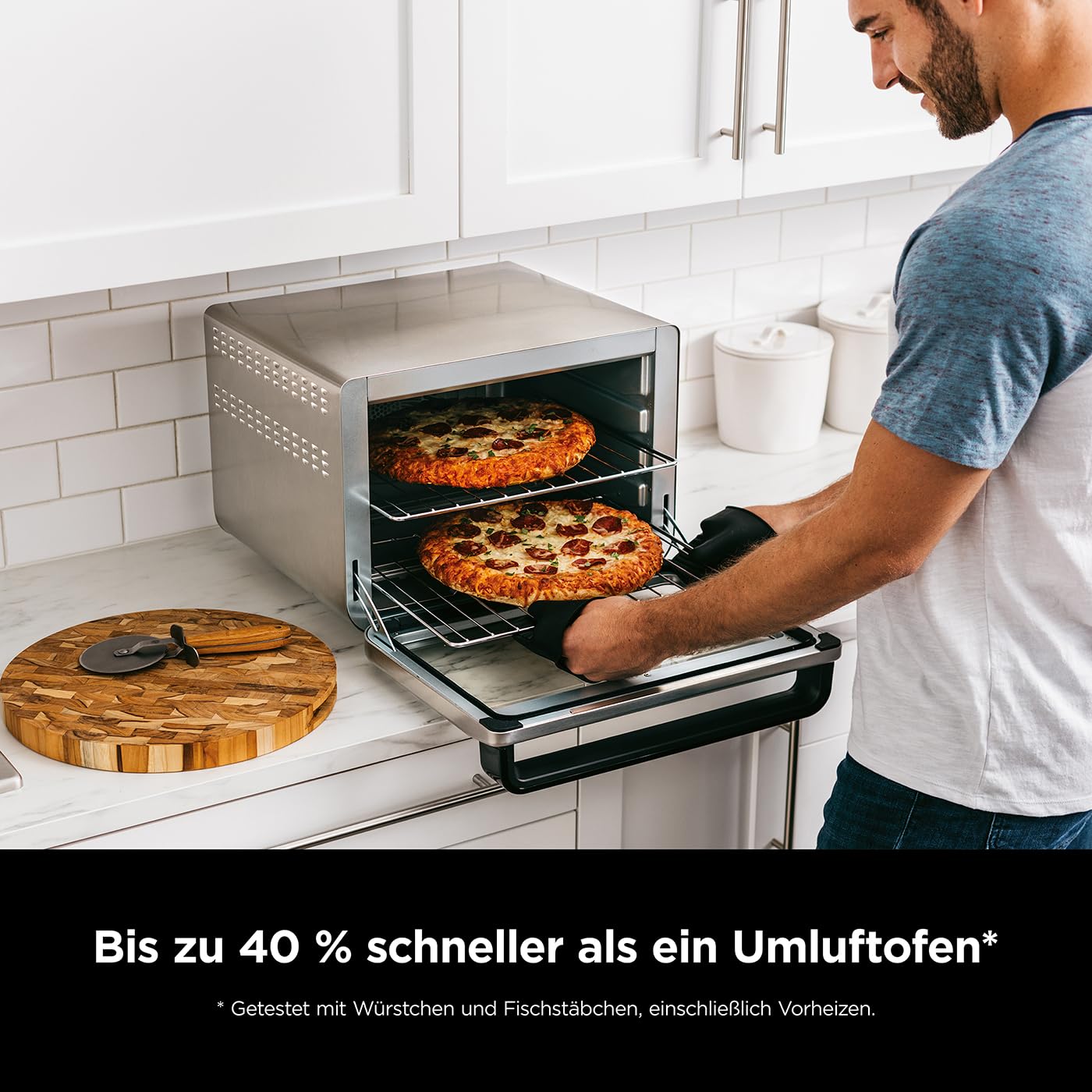 10-in-1 Multifunktionsofen 29 l Mini-Ofen mit Air Fry Grillen und Backen Silber-Schwarz