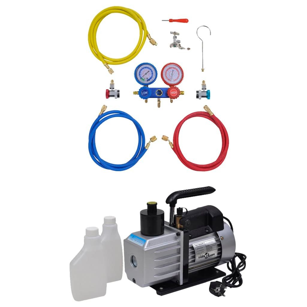 Kompressor Vakuumpumpe 50 L min 2-Wege-Verteiler-Manometer Klimaanlagen