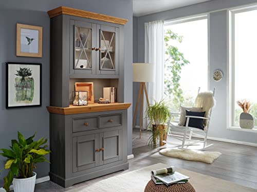 Woodroom Oslo   Vetrina a buffet, in legno, colore: grigio, alta e sottile : Amazon.it: Casa e cucina