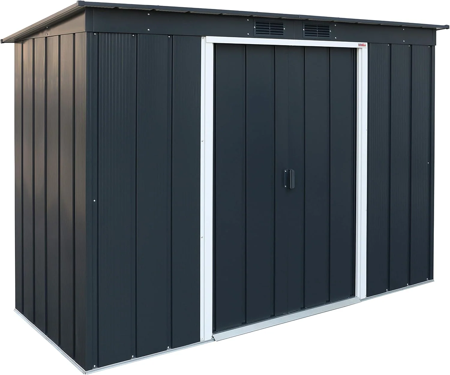 Gerätehaus Duramax, 2.85 m, Anthrazit, ECO 8 x 4 ( ²) Metall mit Steildach, Gartenhaus aus feuerverzinktem Metall - Geräteschuppen