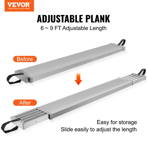 VEVOR Aluminium-Arbeitsplanke teleskopisch 1,8–2,7m 227kg Tragkraft Gerüstplanke
